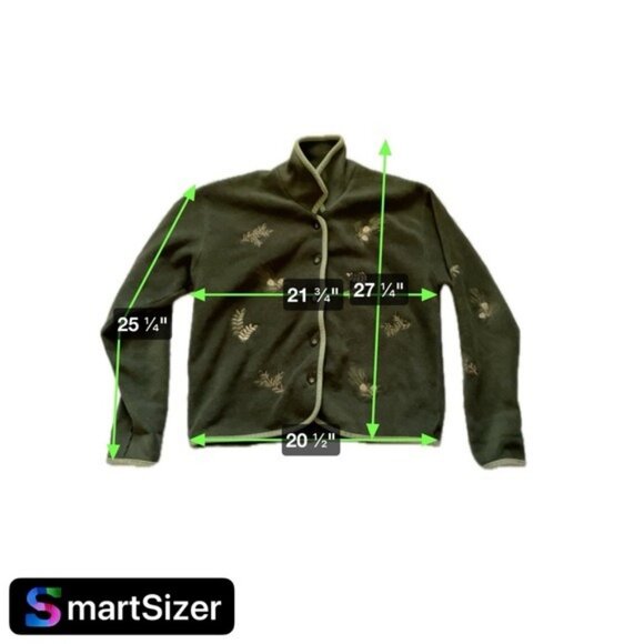 Christopher & Banks Green Embroidered Button-Up Fleece Jacket With Nature-Inspir - Picture 10 of 10